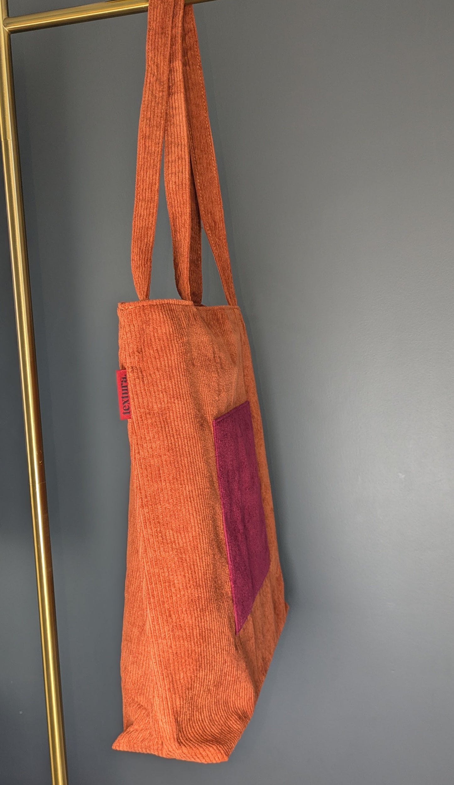 Brunoria – Brown and Burgundy Corduroy Tote