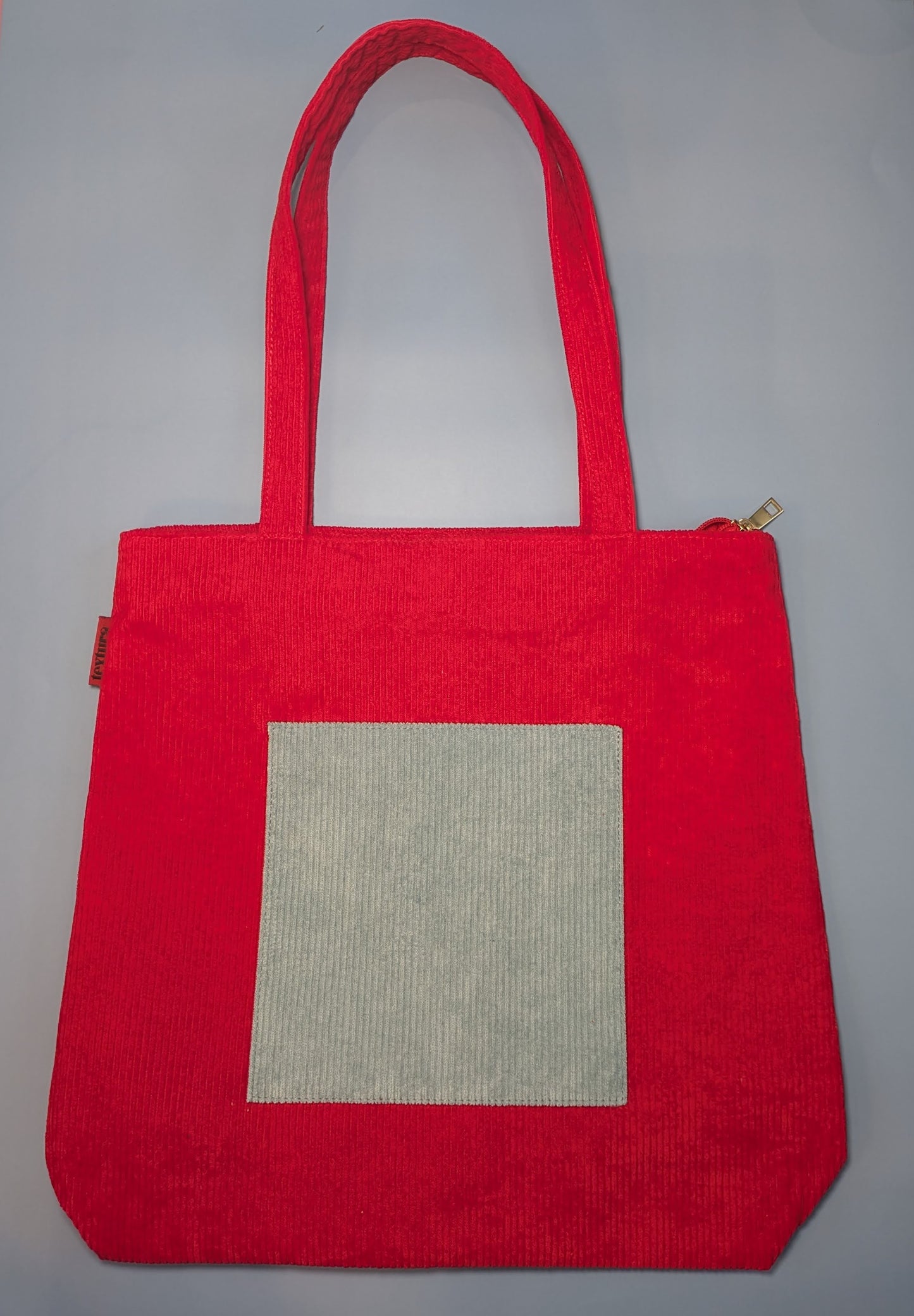 Caerubra – Red and Blue Corduroy Tote