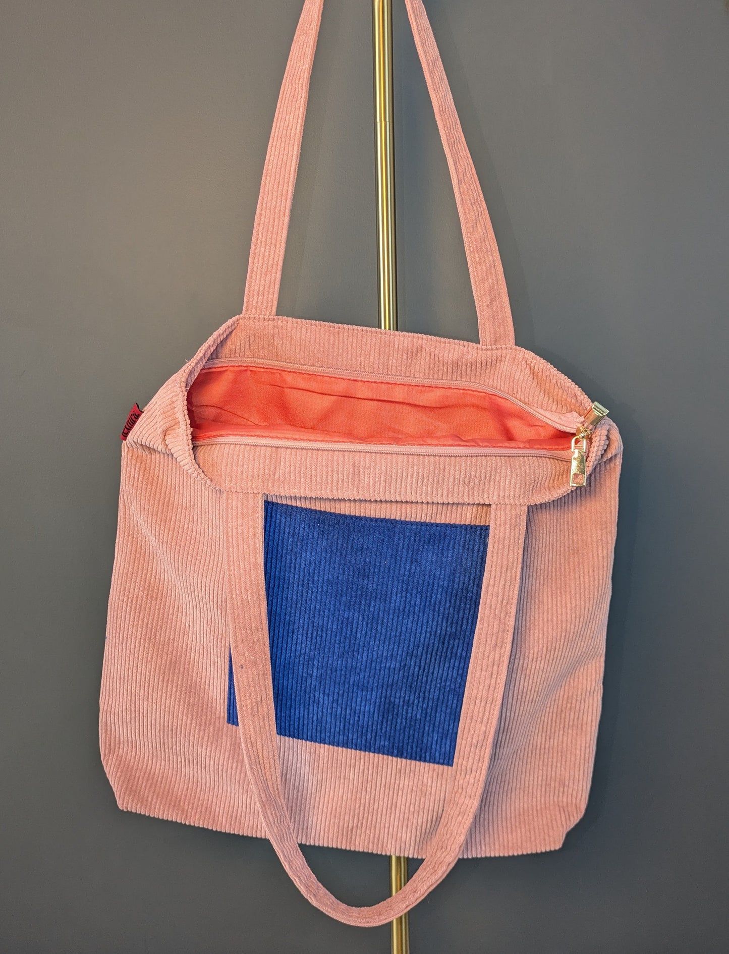 Rosella – Pink and Blue Corduroy Tote