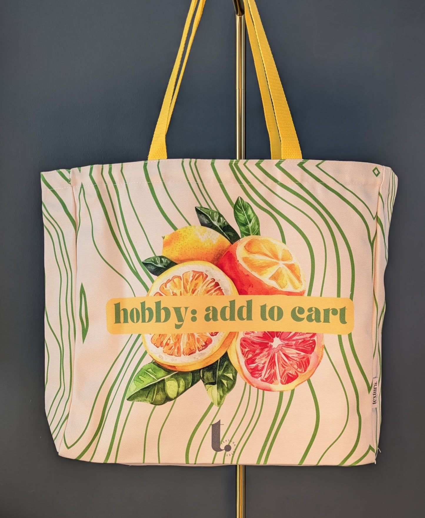 "Hobby: Add to Cart" Citrus Tote – Relatable & Fresh