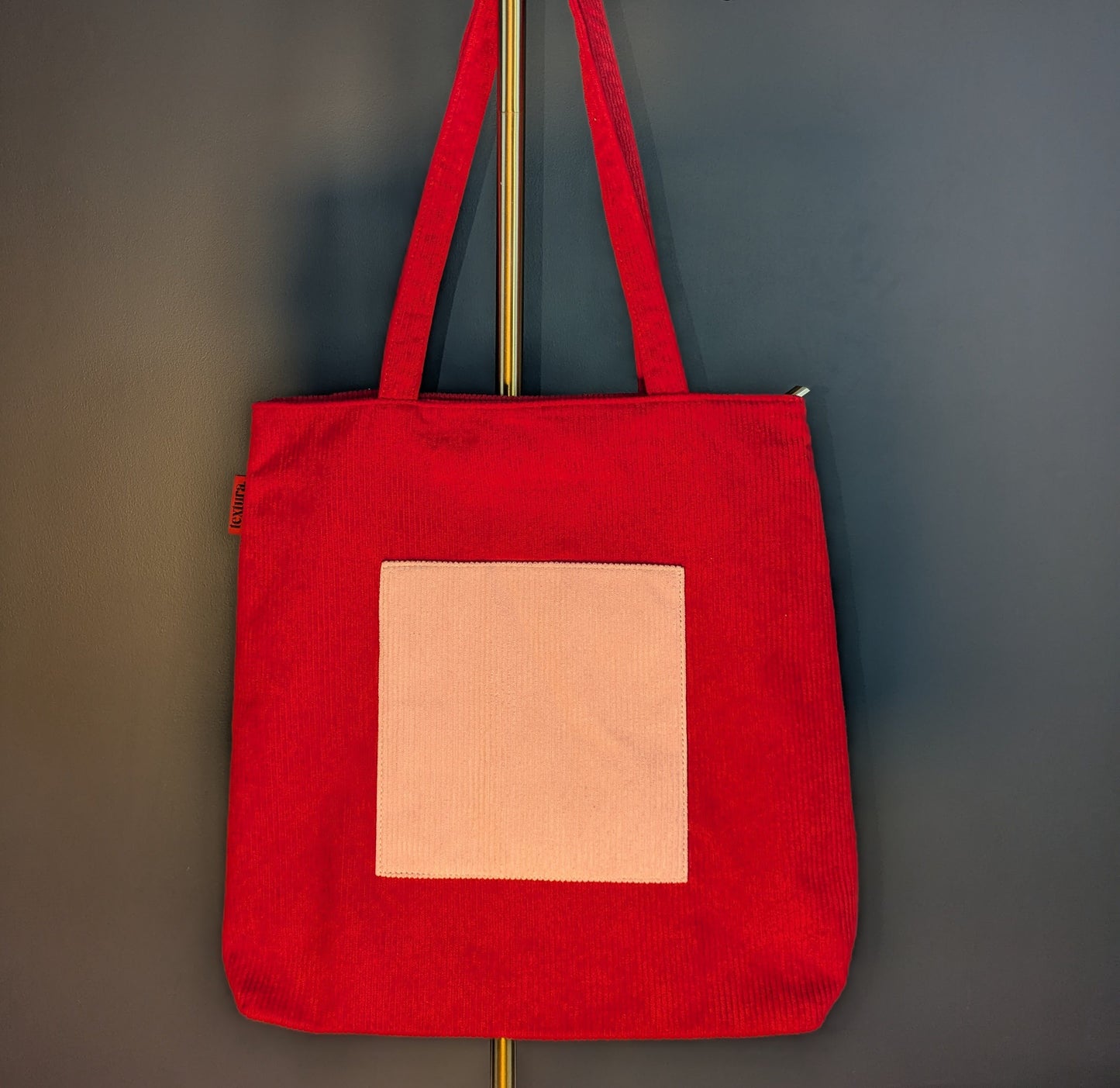 Rosamira – Red Corduroy Tote with Pink Accent