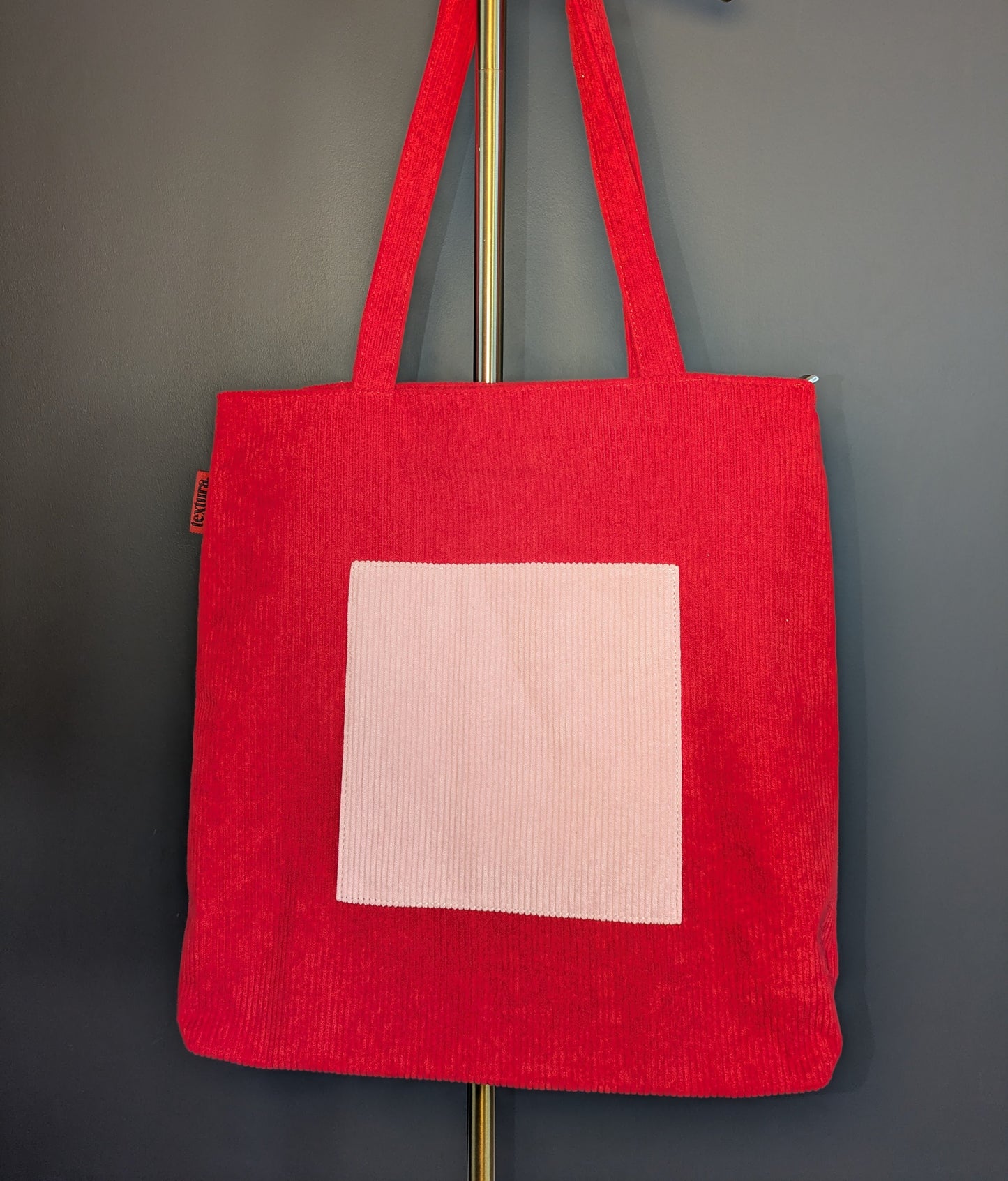 Rosamira – Red Corduroy Tote with Pink Accent