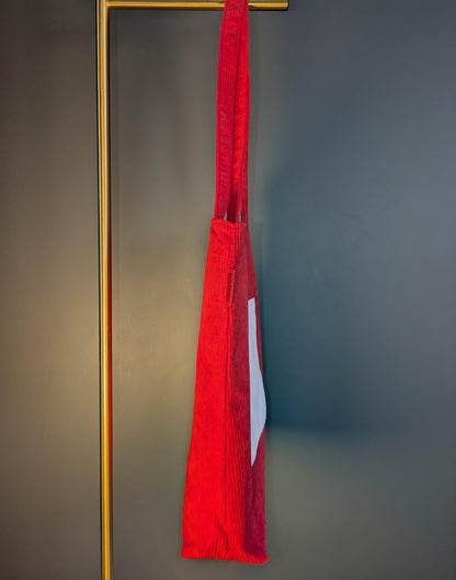 Rosamira – Red Corduroy Tote with Pink Accent