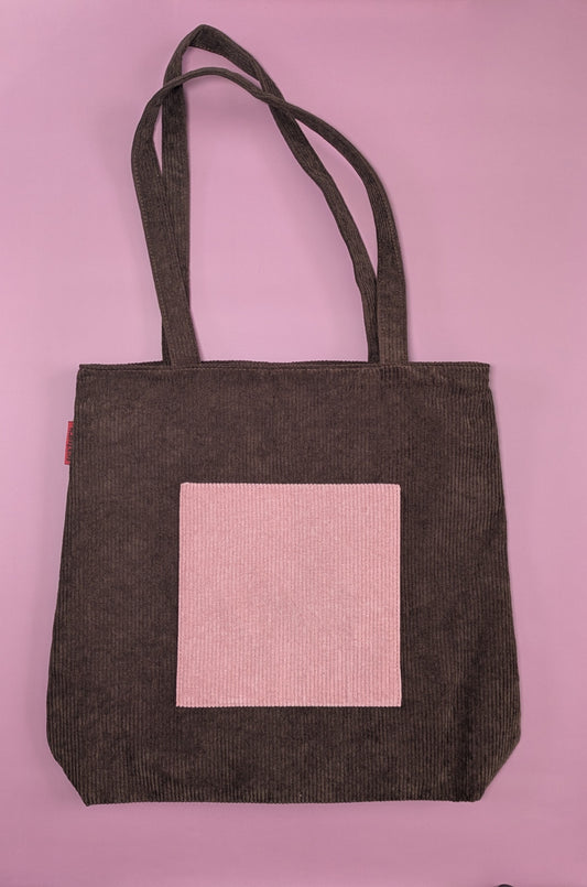 Brunnea – Brown Corduroy Tote with Pink Accent