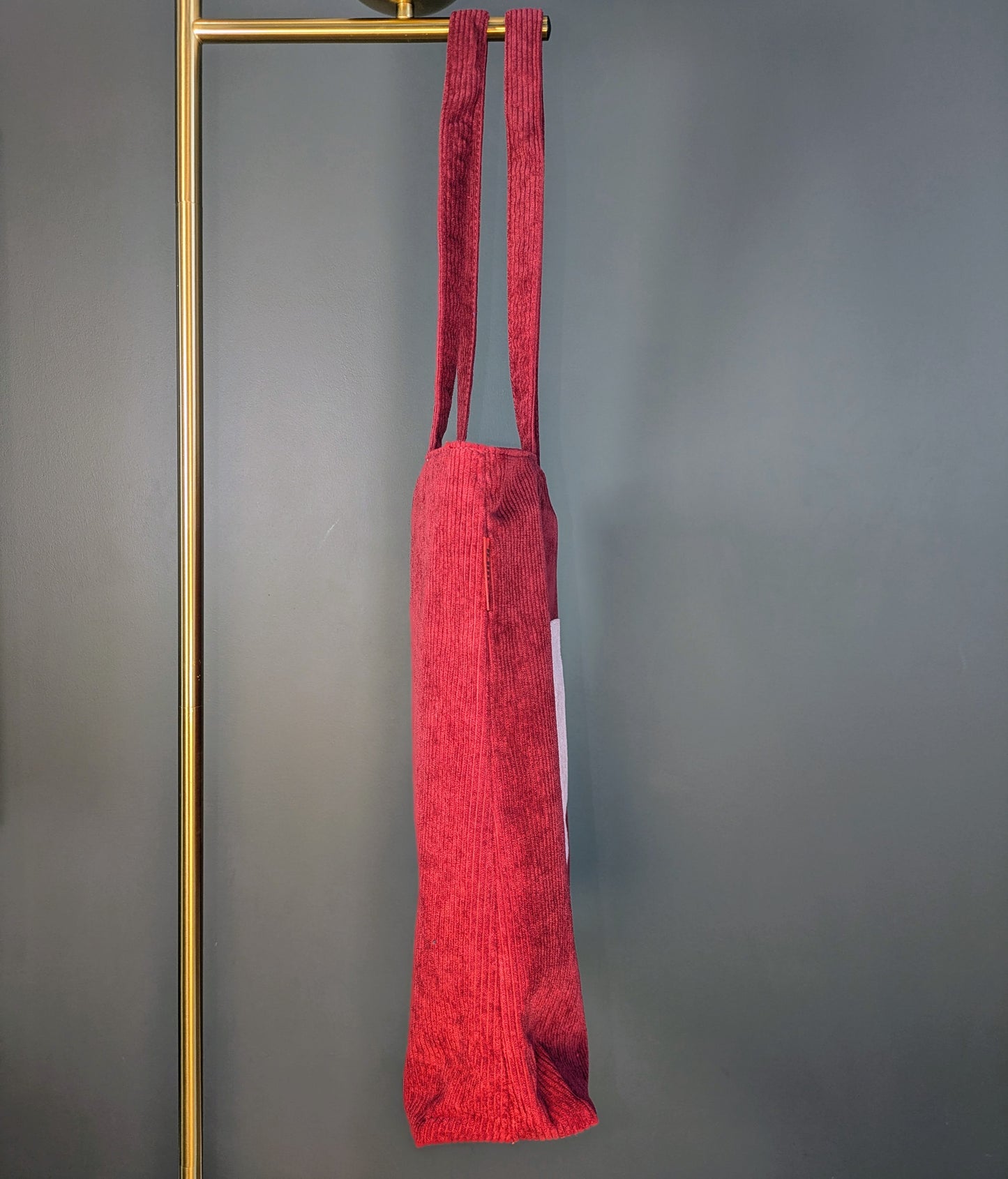 Vinia – Burgundy and Pink Corduroy Tote