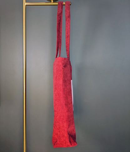 Vinia – Burgundy and Pink Corduroy Tote