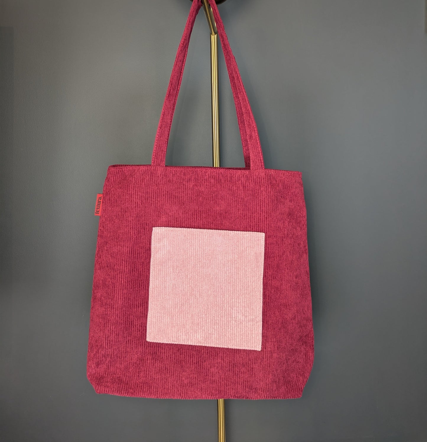 Vinia – Burgundy and Pink Corduroy Tote