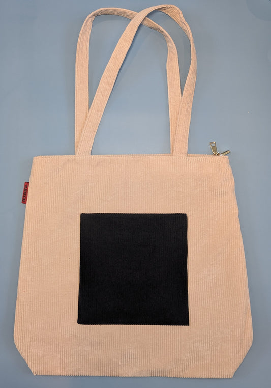 Atera – Beige and Black Corduroy Tote