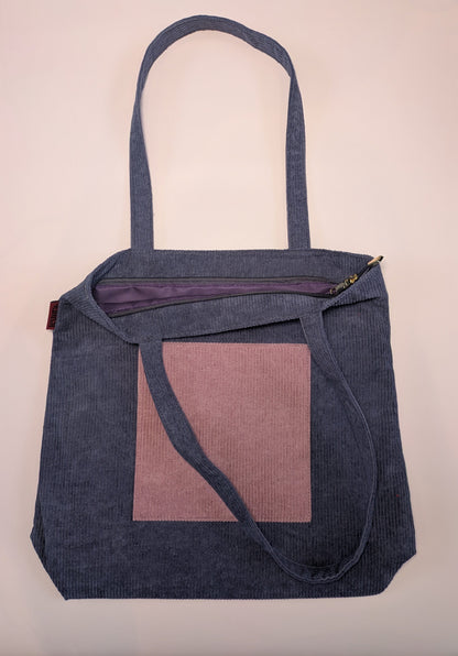 Rosavioletta  – Violet and Dusty Rose Corduroy Tote