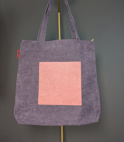 Rosavioletta  – Violet and Dusty Rose Corduroy Tote