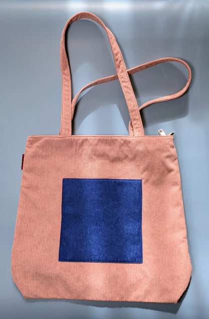 Rosella – Pink and Blue Corduroy Tote