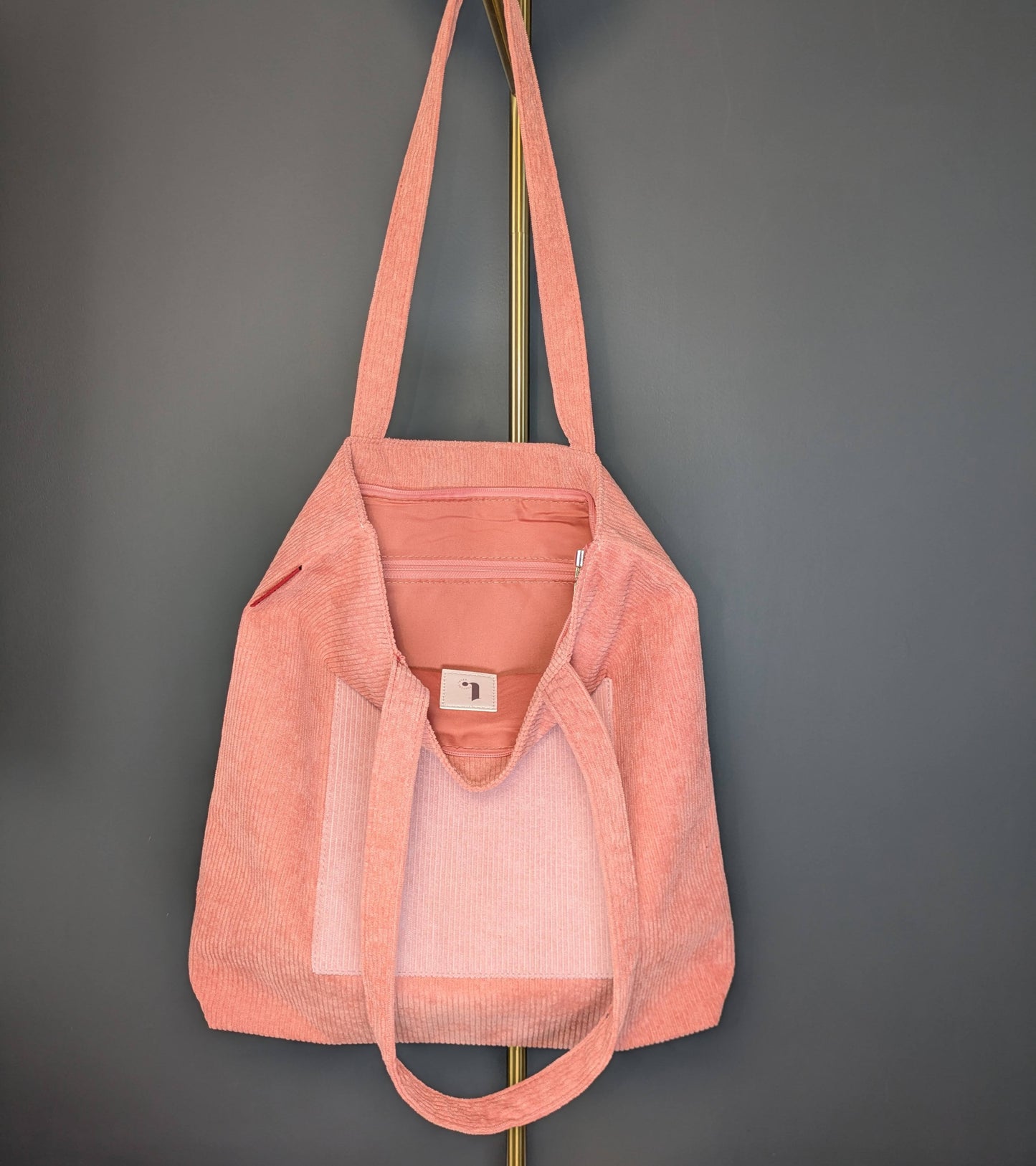 Terrara – Clay Pink and Beige Corduroy Tote