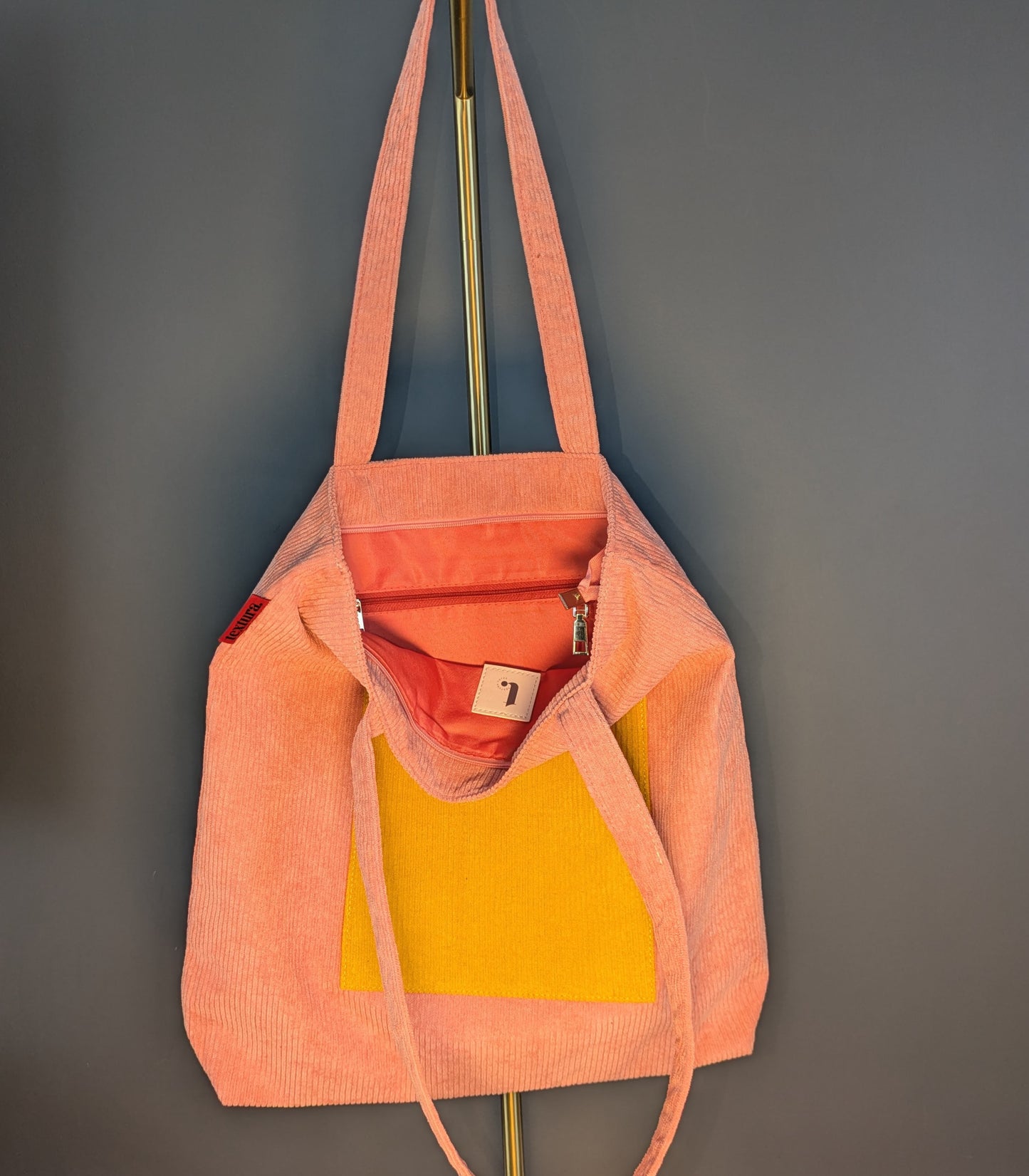 Ocressa – Clay Pink and Ochre Corduroy Tote