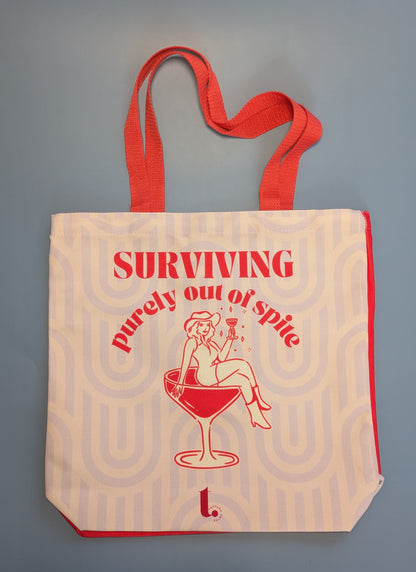 "Surviving Purely Out of Spite" Retro Tote – Sassy, Resilient & Iconic