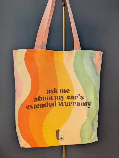 "Ask Me About My Car’s Extended Warranty" Retro Tote Bag