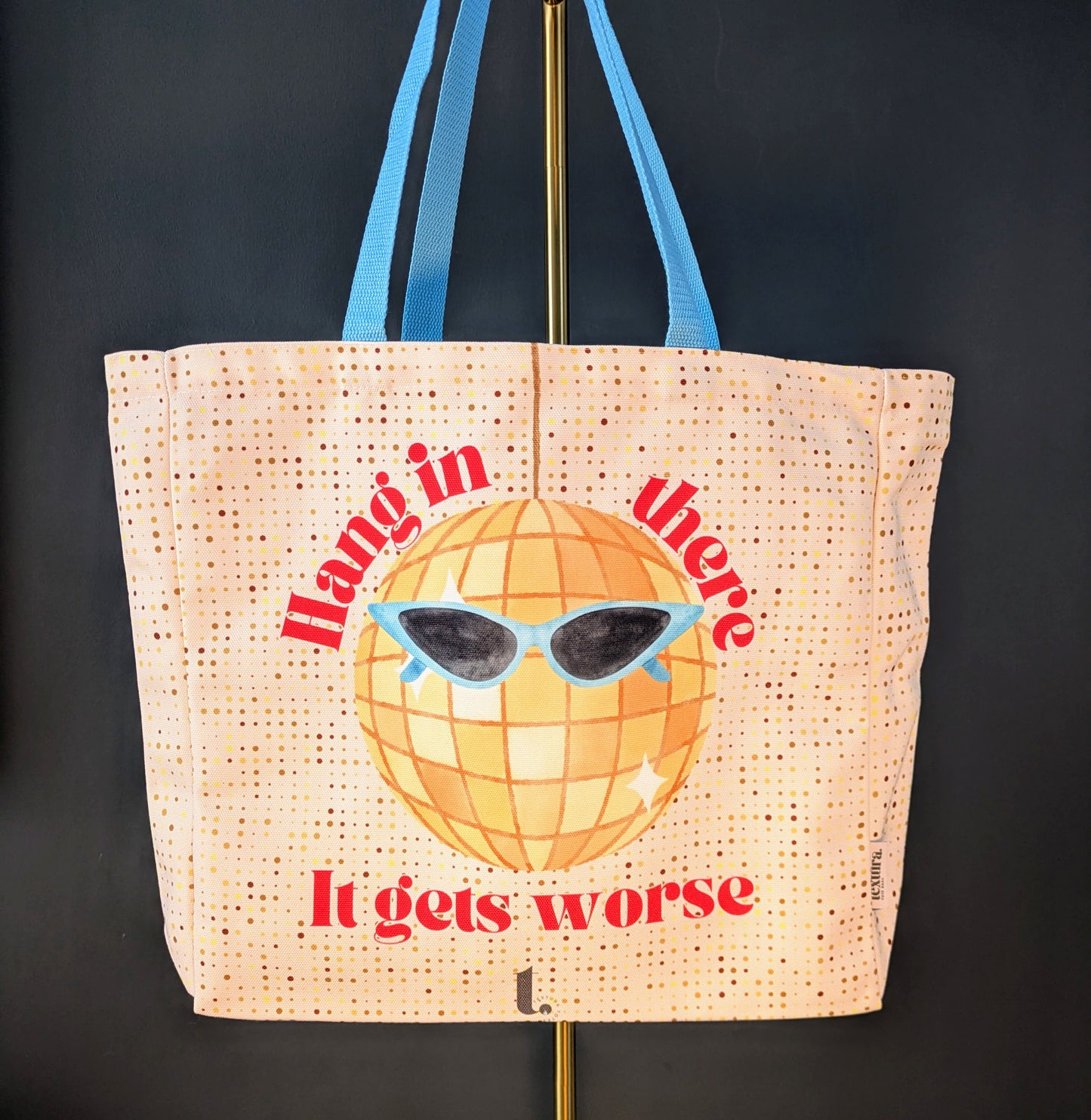 "Hang in There, It Gets Worse" Disco Ball Tote – Sassy & Relatable