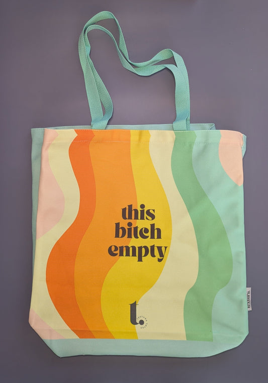 "This Bitch Empty" Funny Retro Tote Bag – Loud, Light, and Iconic