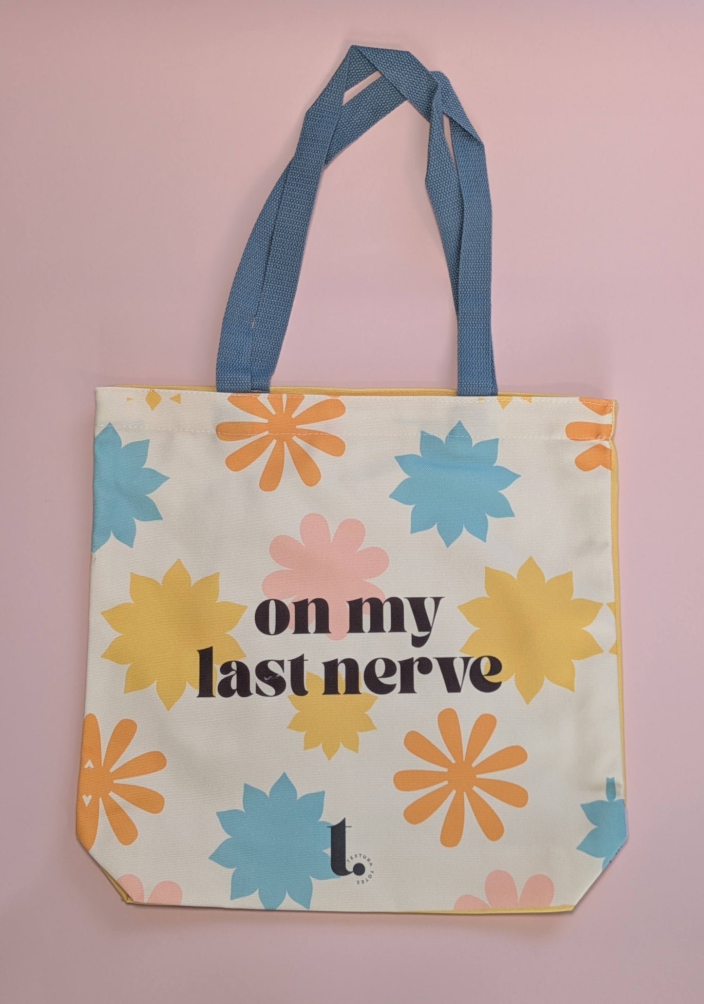 "On My Last Nerve" Retro Flower Power Tote – Aesthetic, Sassy & Relatable