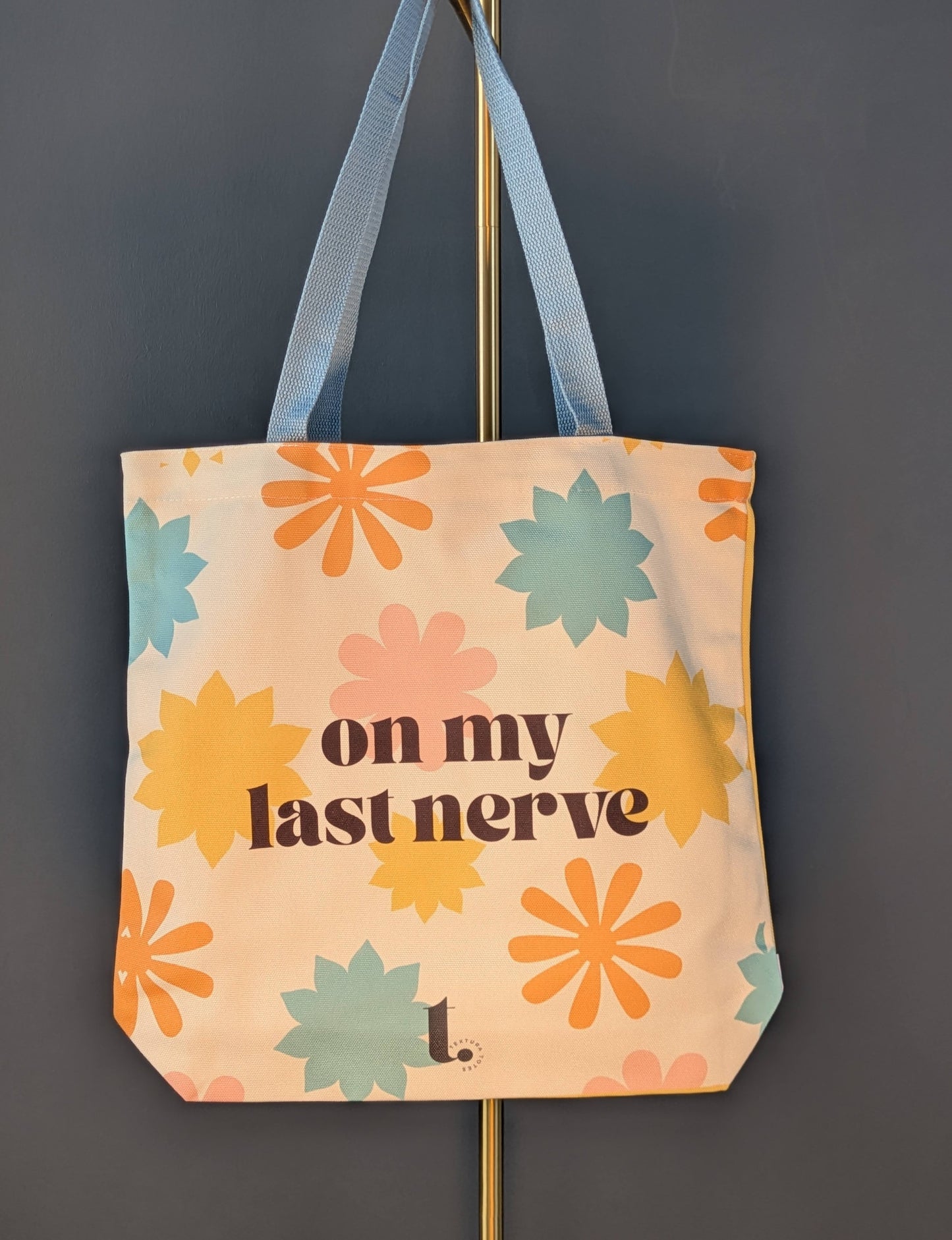 "On My Last Nerve" Retro Flower Power Tote – Aesthetic, Sassy & Relatable