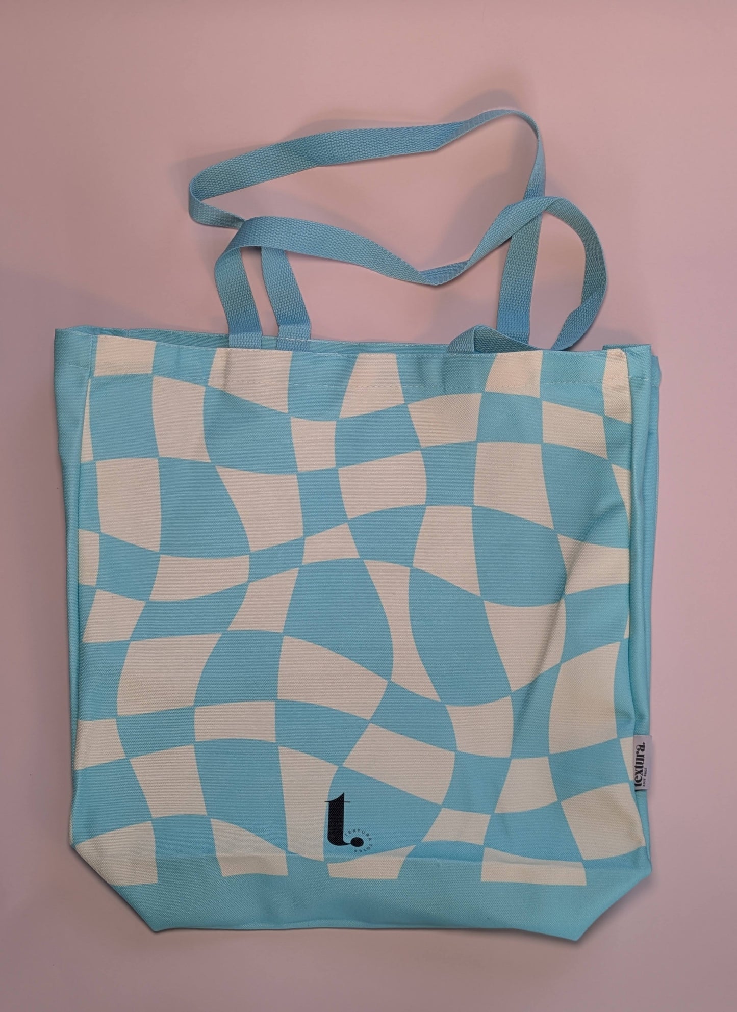 Groovy Wavy Checkered Tote – Retro Aesthetic
