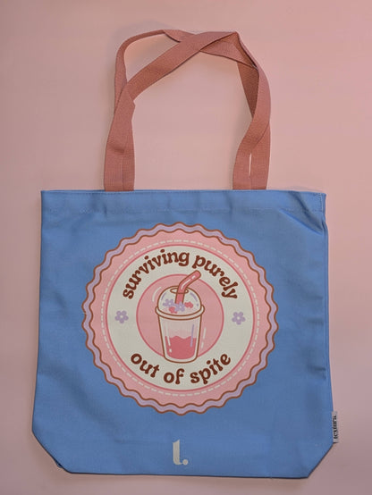 "Surviving Purely Out of Spite" Aesthetic Tote – Sassy & Relatable