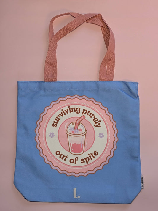 "Surviving Purely Out of Spite" Aesthetic Tote – Sassy & Relatable