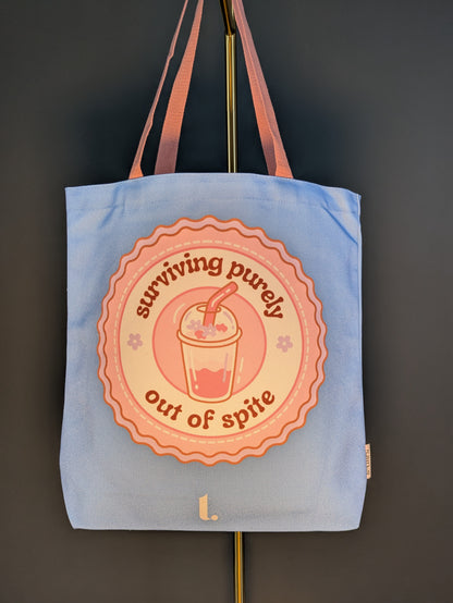 "Surviving Purely Out of Spite" Aesthetic Tote – Sassy & Relatable