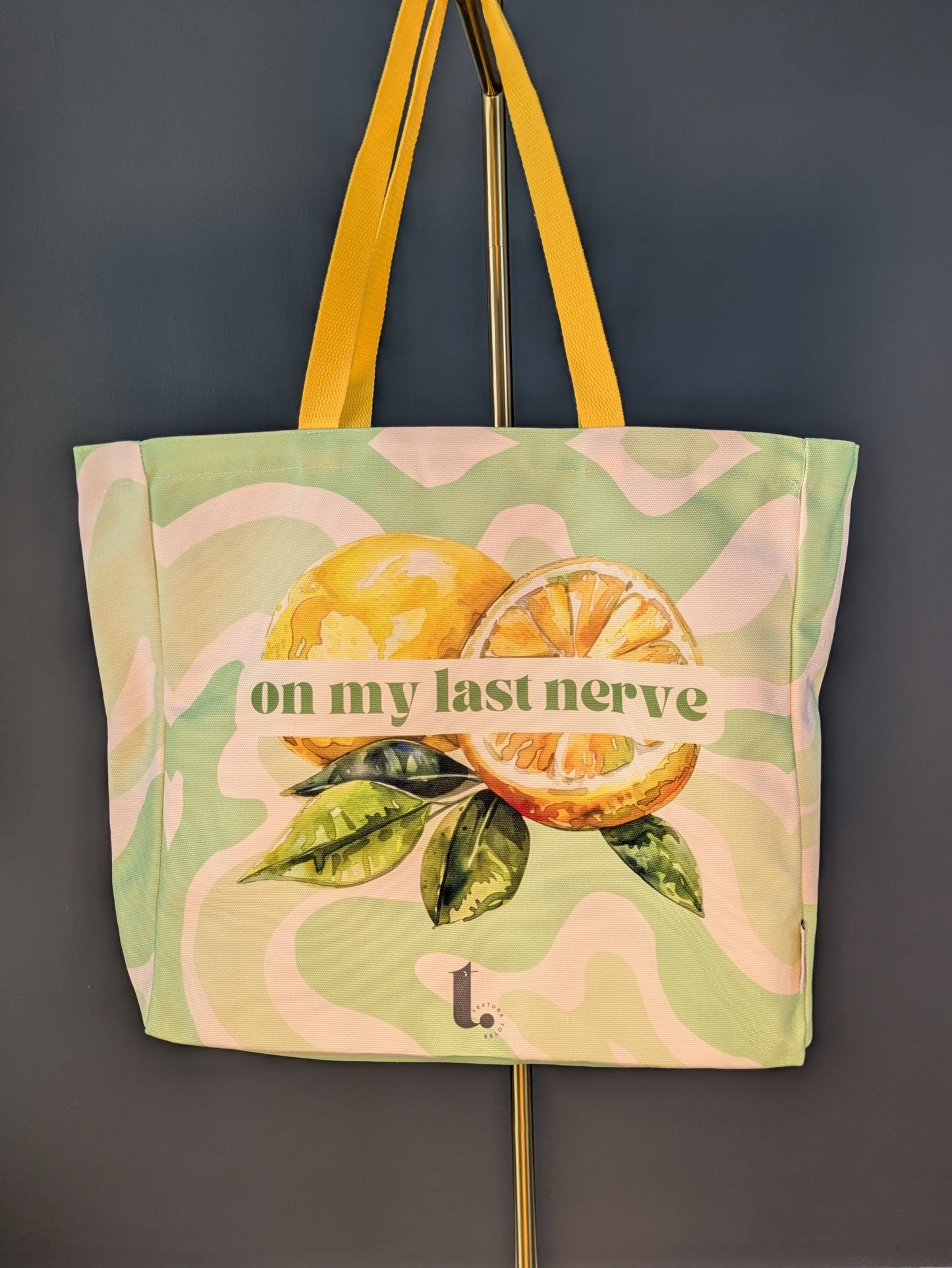 "On My Last Nerve" Groovy Lemon Tote – Zesty & Relatable