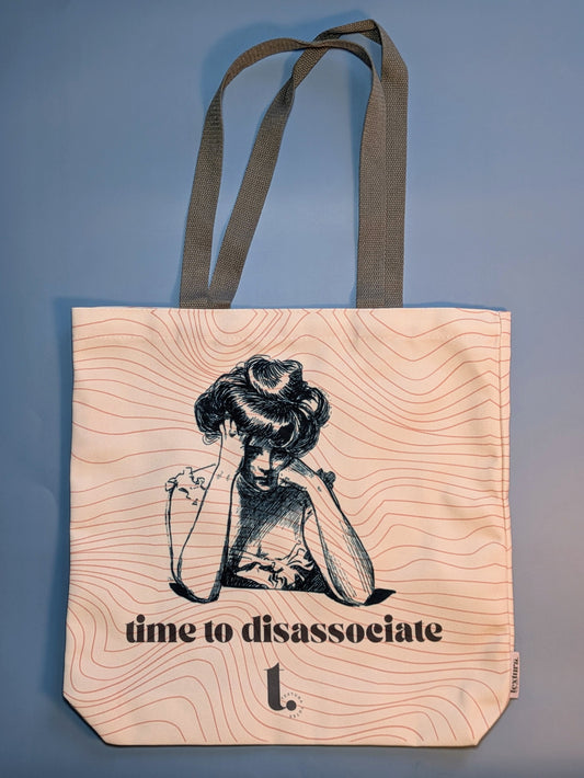 "Time To Disassociate" Vintage Aesthetic Tote – Moody but Relatable