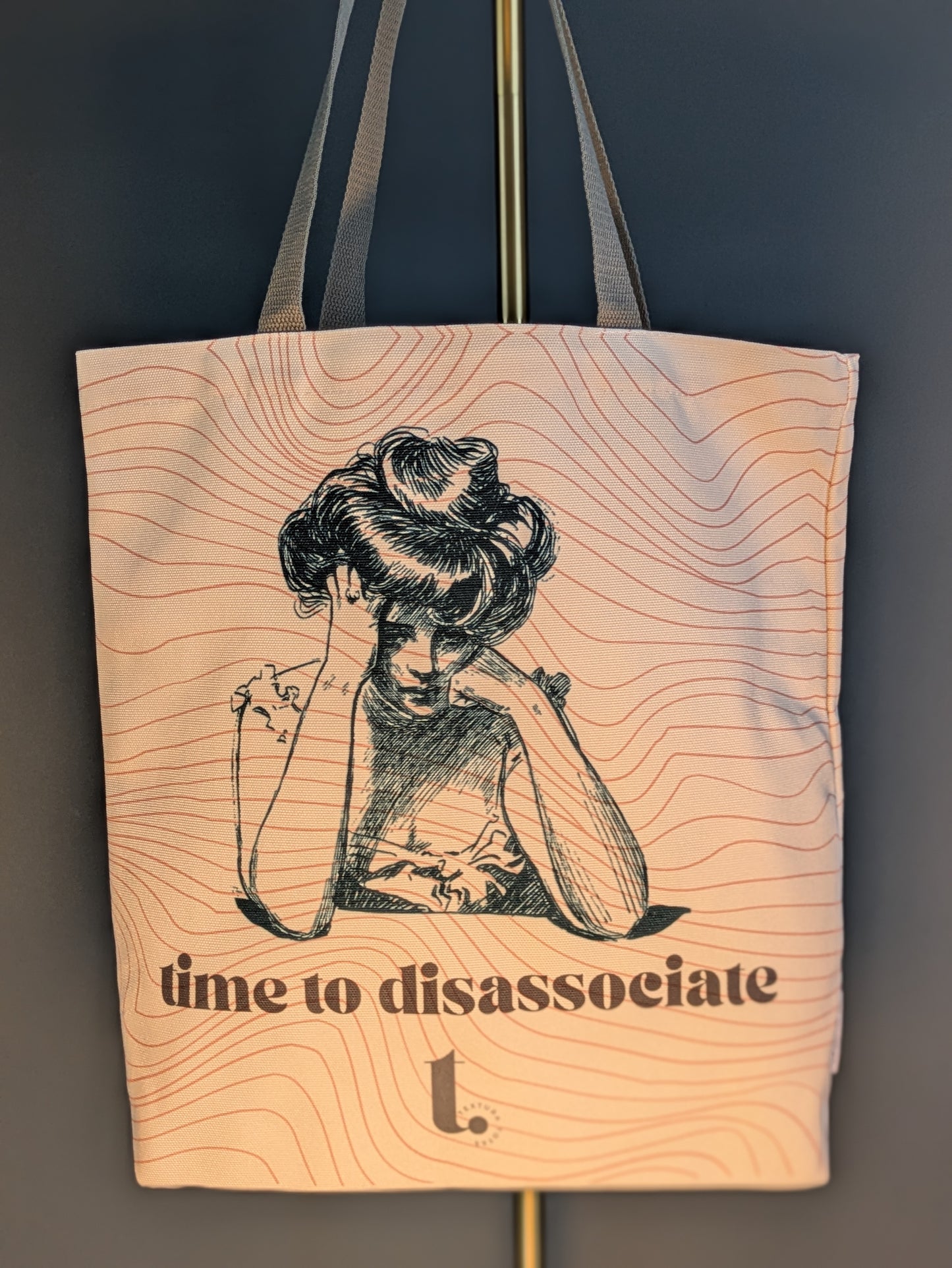 "Time To Disassociate" Vintage Aesthetic Tote – Moody but Relatable
