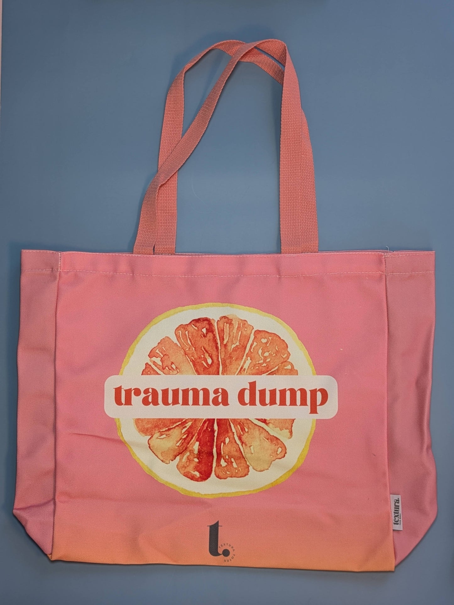 "Trauma Dump" Citrus Gradient Tote – Aesthetic & Relatable