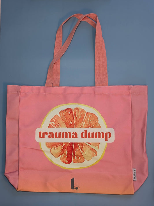 "Trauma Dump" Citrus Gradient Tote – Aesthetic & Relatable