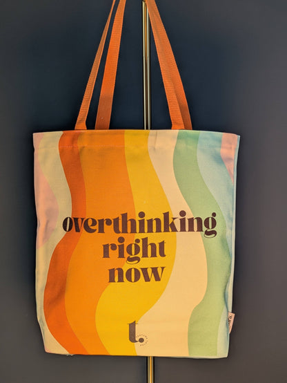 "Overthinking Right Now" Aesthetic Tote Bag – Retro Vibes