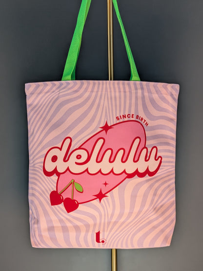 "Delulu" Retro Tote – Fun & Unapologetic