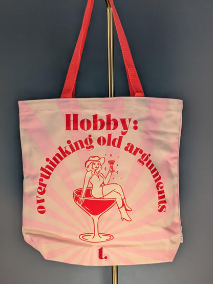 "Hobby: Overthinking Old Arguments" Retro Tote – Funny, Relatable & Iconic