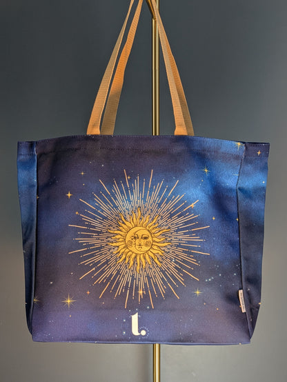 Mystical Sun & Moon Tote – Cosmic Sunburst & Night Sky