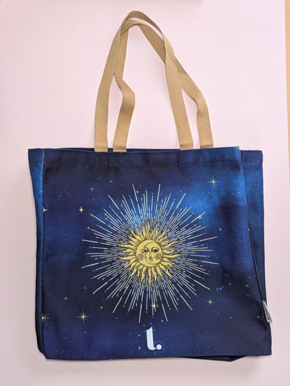 Mystical Sun & Moon Tote – Cosmic Sunburst & Night Sky